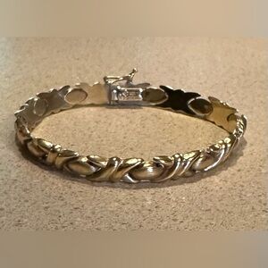 VTG Turkish 14K Solid Yellow Gold XO Hugs & Kisses Link Bracelet 7.5", 10.3g